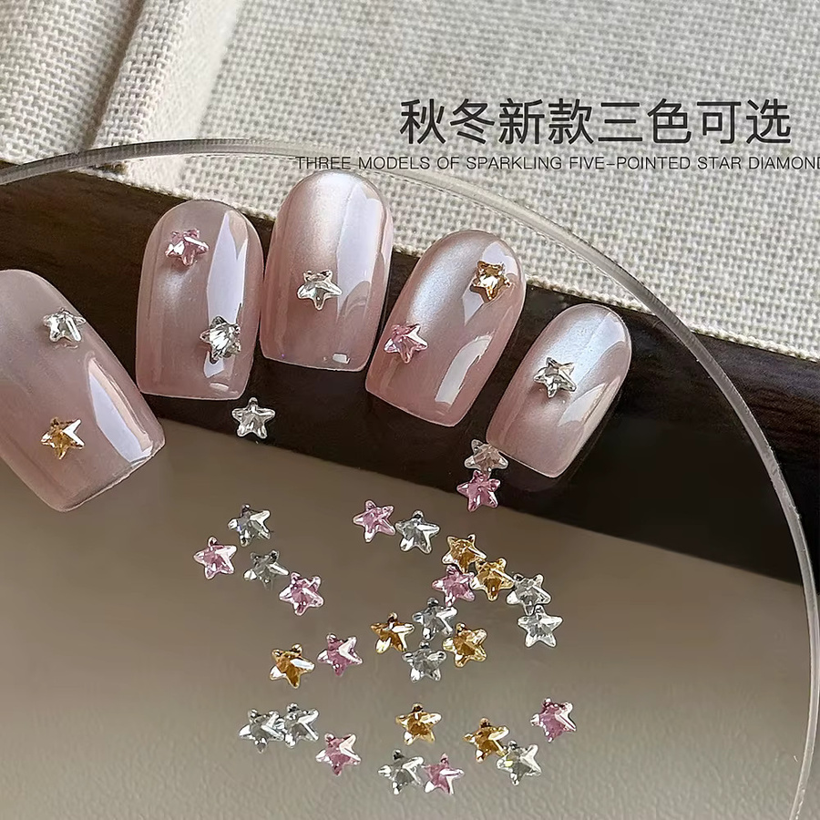 MAFANAILS Nail Art Charms, 30 Stück, 3 mm Mini fünfzackiger Stern Zirkon, glänzend - Bild 3