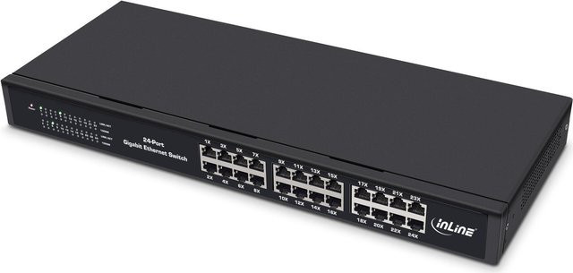 InLine Gigabit Netzwerk Switch 24-Port 1 Gbit/s Schwarz Metall 19 Zoll - Bild 1
