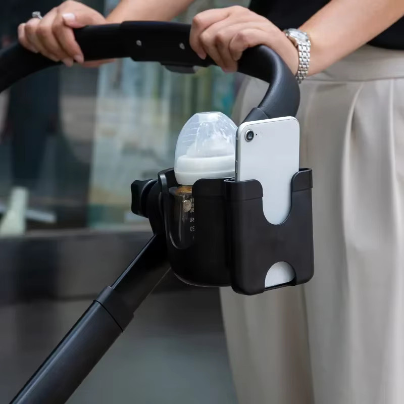 Universal Becher- und Telefonhalter für Kinderwagen in Schwarz und Grün - Bild 2