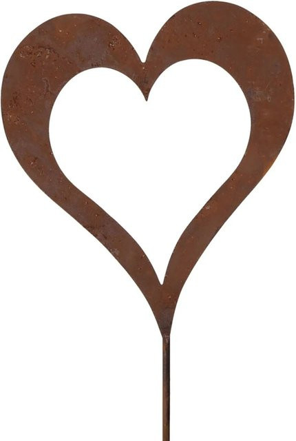 Boltze Gartenstab Rosi Klein in Herzform aus Eisen, Braun, Höhe: 37 cm, Breite: 16 cm - Bild 1