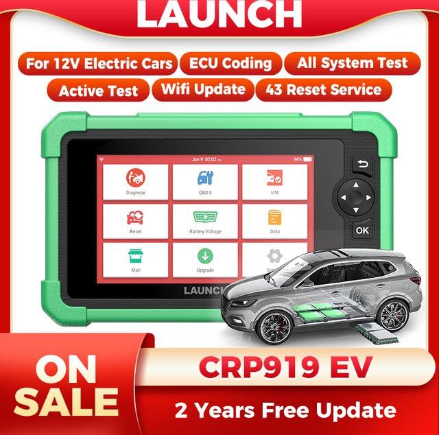 LAUNCH CRP919 EV New Energy Scanner Kfz-Diagnosegerät für Elektrofahrzeuge in Grün mit CANFD und DOIP - Bild 1