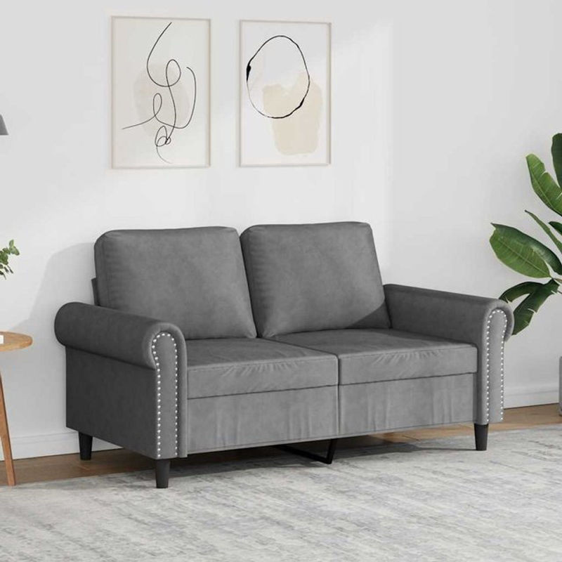 Vidaxl 2-Sitzer Sofa in Grau mit Samtbezug und Metallgestell, Breite: 120 cm - Bild 1