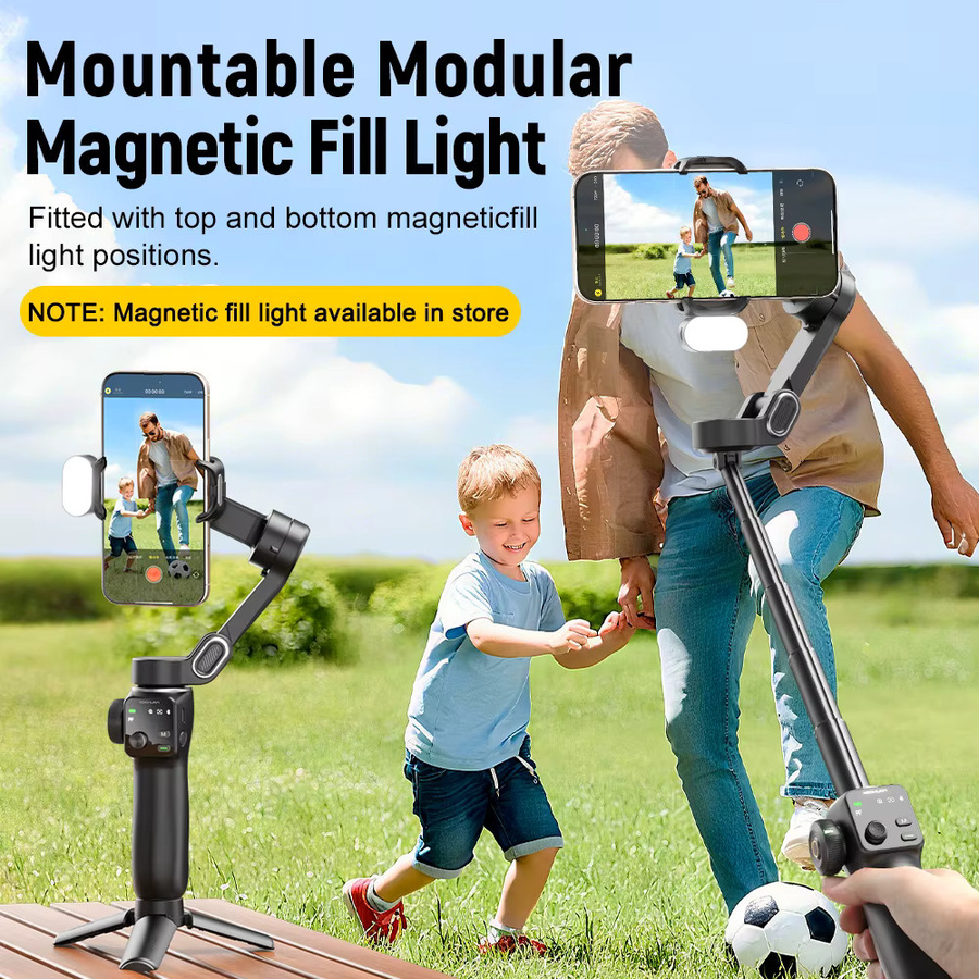 AOCHUAN Handheld Anti-Shake Gimbal Stabilisator mit Gesicht Tracking und Selfie Stick für iPhone und Android in Schwarz oder Weiß - Bild 5