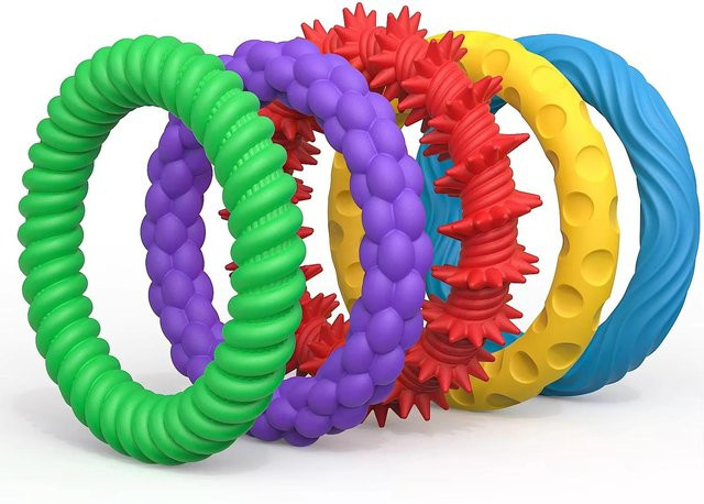 5 Stück Sensorisches Armband, Silikon, red, für Kinder - Bild 1