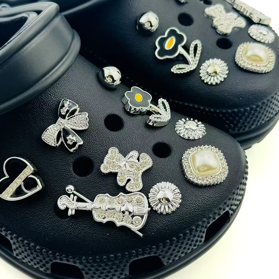 Schuh Charms Set FHLDING, Silber, Perle, Bär, Violine, Bogen, Blume - Bild 2