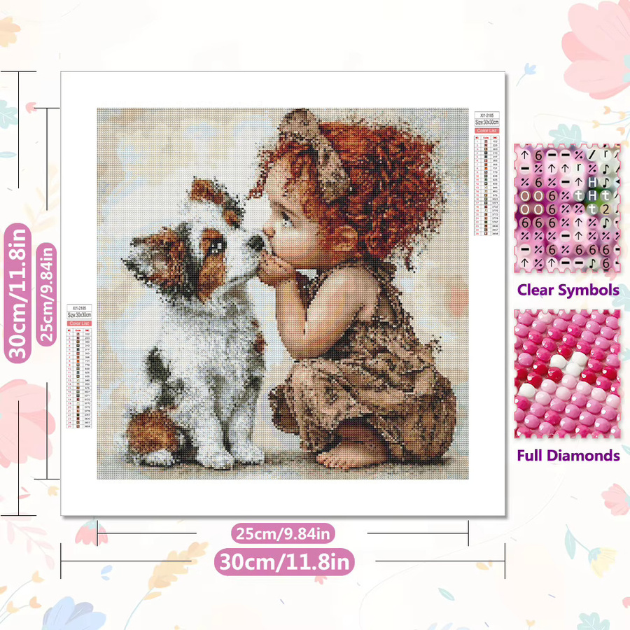 EverShine DIY Diamantmalerei Hund Mädchen 5D Mosaik Porträt mit runden Steinen in Multicolour für Erwachsene - Bild 2