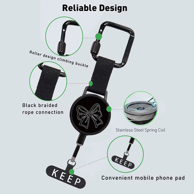 JETTING Diebstahlsicheres Handy-Lanyard mit Stahlkabel, integriertem Ständer und Karabiner, Schwarz - Bild 3