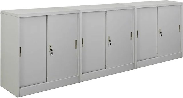 PROREGAL Aktenschrank ELEPHANT mit abschließbaren Schiebetüren und verstellbaren Fachböden, Lichtgrau, H x B x T: 90 x 90 x 40 cm - Bild 1