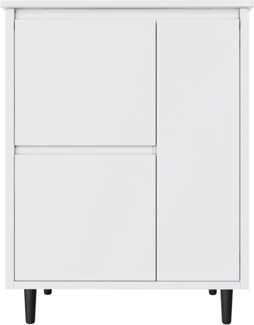 PXloue Waschbeckenunterschrank Set mit Waschbecken, freistehendes Badmöbel in Weiß, B: 61 cm, H: 87 cm, T: 46,5 cm, mit 2 Schubladen und SoftClose-Funktion - Bild 1