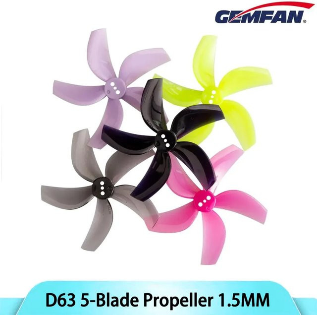 Gemfan D63 63mm 2,5 Zoll 5-Blatt-Propeller, 8-teiliges Set, Grau, Kunststoff - Bild 1