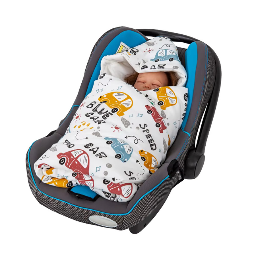 HOUSBAY Babydecke mit Kapuze aus weicher Baumwolle für Herbst und Winter, buntes Auto-Design, Mehrfarbig - Bild 3