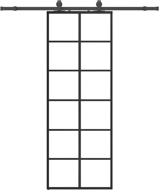 vidaXL Schiebetür aus ESG-Glas in Schwarz mit Beschlag, B: 76 cm, H: 205 cm - Bild 1