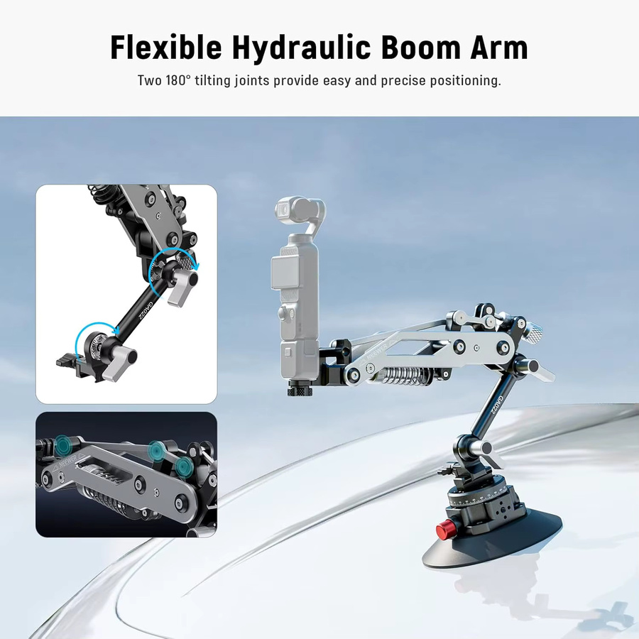 NEEWER Autohalterung mit Vakuum-Saugnapf und Hydraulikarm inklusive NATO-Halterung und Handyadapter, kompatibel mit DJI Osmo Pocket 3, Insta360 X5 X4 X3 und GoPro Hero - Bild 5