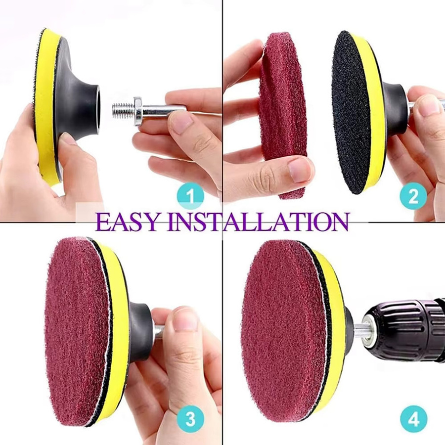 SI FANG Reinigungsset mit Schleifpads und M10/M14 Bohreradapter für 4/5 Zoll Bohrer zur Fliesenreinigung - Bild 3