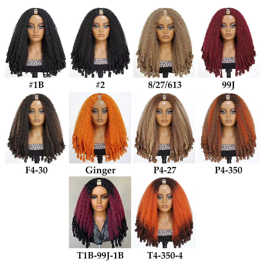 Latasha Afro-Perücke, synthetisch, lockig-glatt, Schwarz, Damen - Bild 1