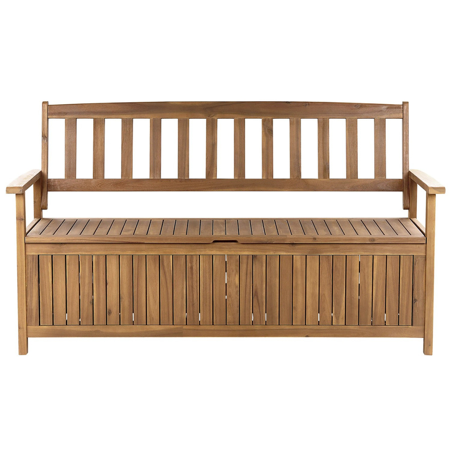 Beliani Gartenbank aus Akazienholz in hellem Braun, B/T/H: 160 x 60 x 91 cm - Bild 2
