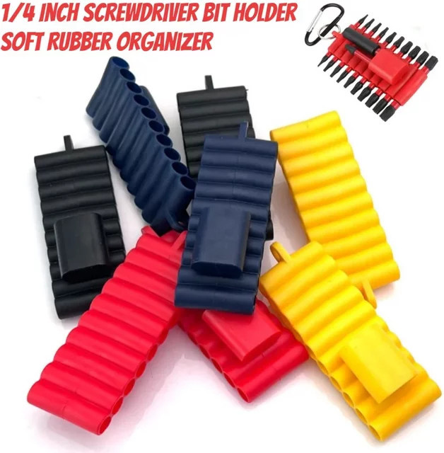 22-Loch Schraubendreher-Bithalter aus weichem Gummi in Gelb als Organizer für 1/4 Zoll Sechskant-Bits und Bohrer - Bild 1