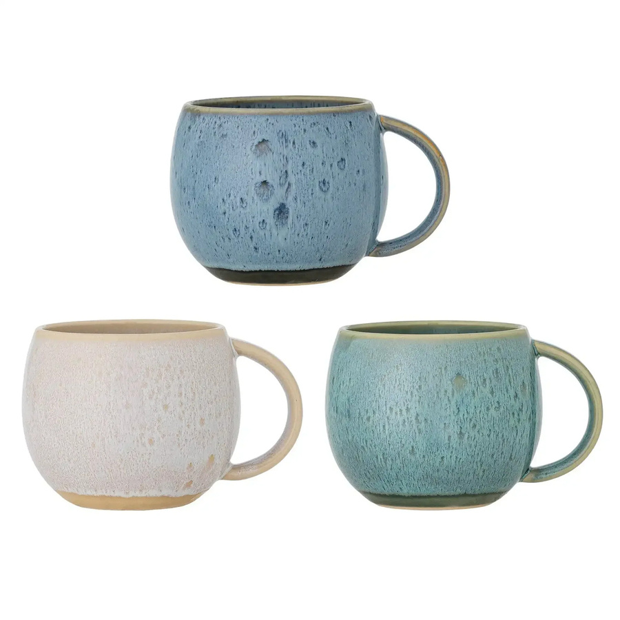 Bloomingville Keramikbecher Harriet in Blau, Set von 3 Stück - Bild 1