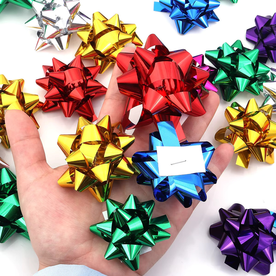 Mehrfarbige Sternschleifen aus Kunststoff für Geschenkverpackungen, Weihnachten, Partys und Hochzeiten, 10–20 Stück pro Set - Bild 3