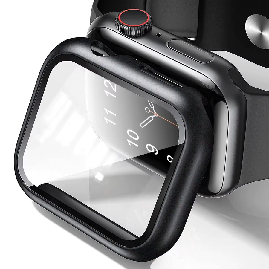 Gehärtete Glasfolie + PC-Schutzhülle für Apple iWatch-Serie, Schwarz, Unisex - Bild 2