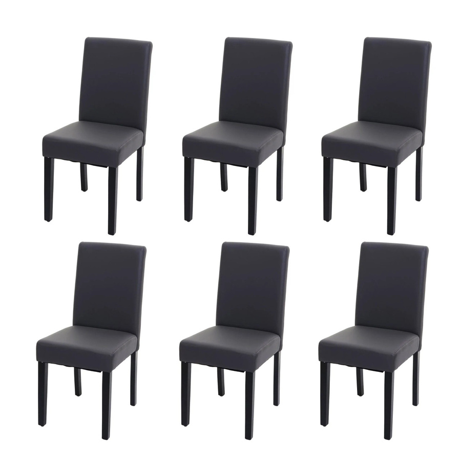 6er-Set MCW Esszimmerstühle Littau aus Kunstleder in Grau Matt mit Holzbeinen - Bild 3