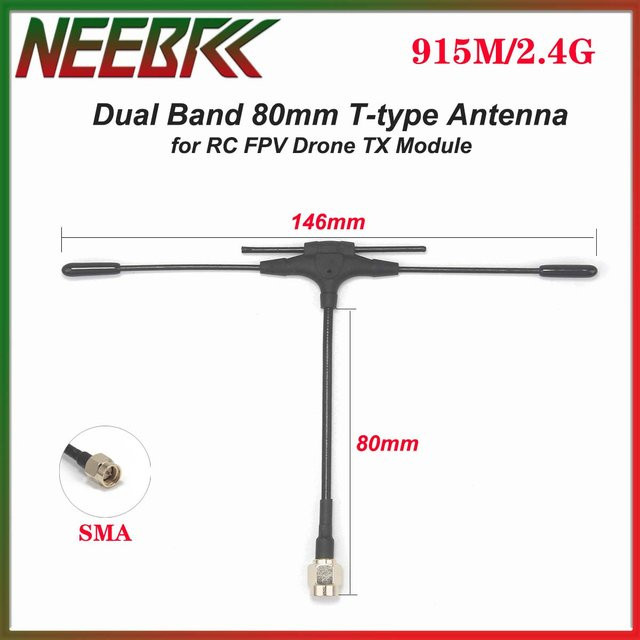 NEEBRC 915M/2,4G Dual Band T-Typ Antenne mit SMA Hochfrequenz Kopf in Schwarz für RC Freestyle FPV Racing Drone und Multicopter DIY Teile - Bild 1