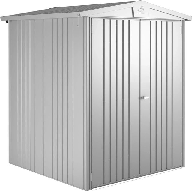 Biohort Gerätehaus Europa aus Metall mit Satteldach und Doppeltür, Silber Metallic, B/T/H: 172 x 156 x 196 cm - Bild 1