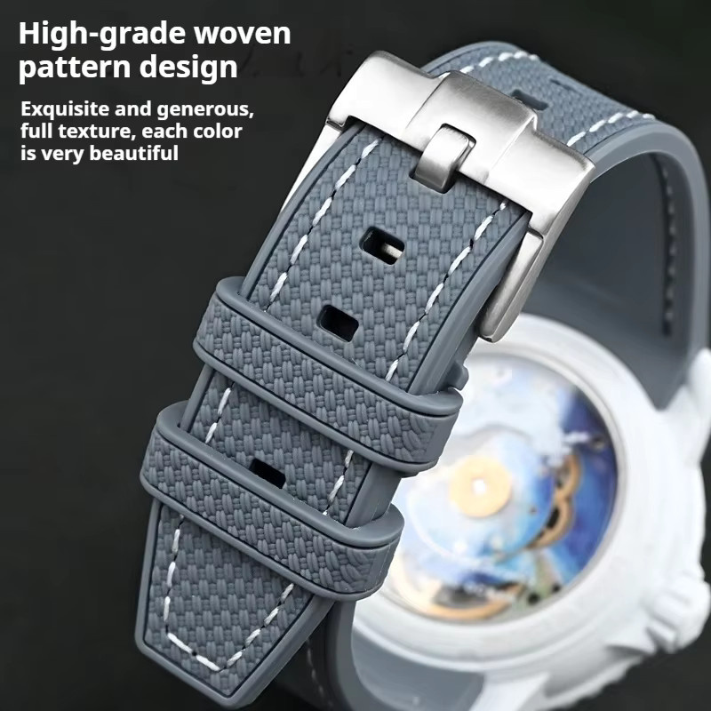 strapfreak Uhrenarmband Silikon, 22 mm, grün, gewebtes Muster - Bild 3