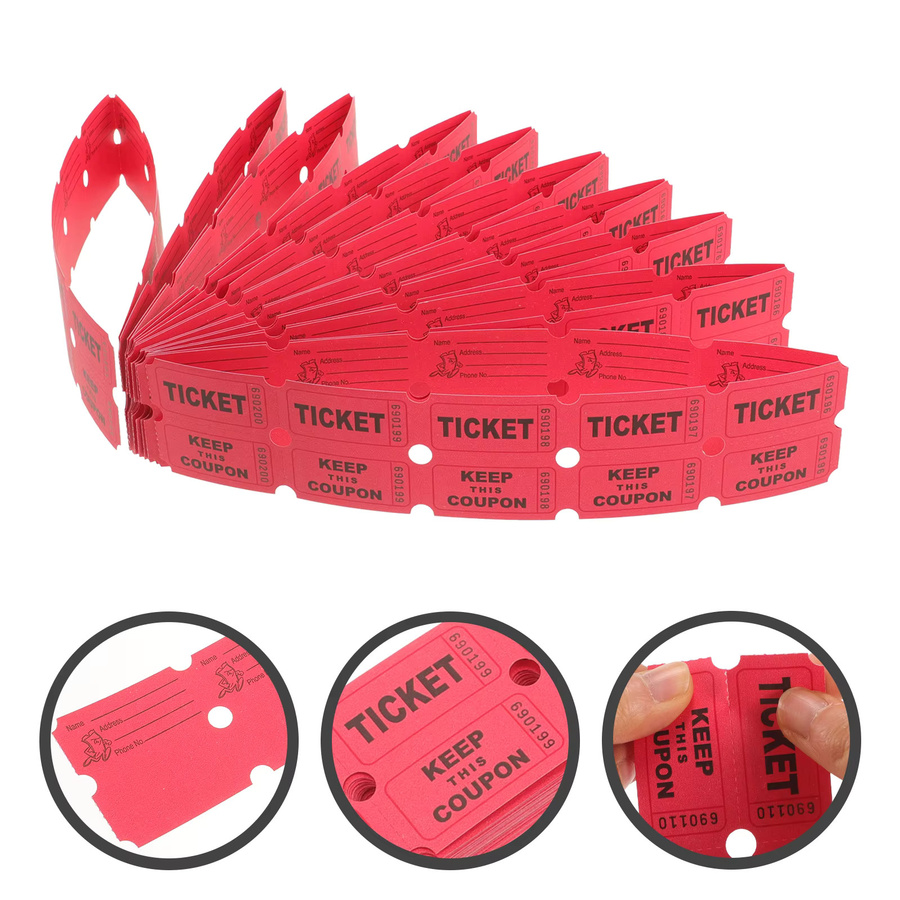 100 Stück Paper Tombola Tickets in Rot für Events und Mehrfachgebrauch - Bild 3