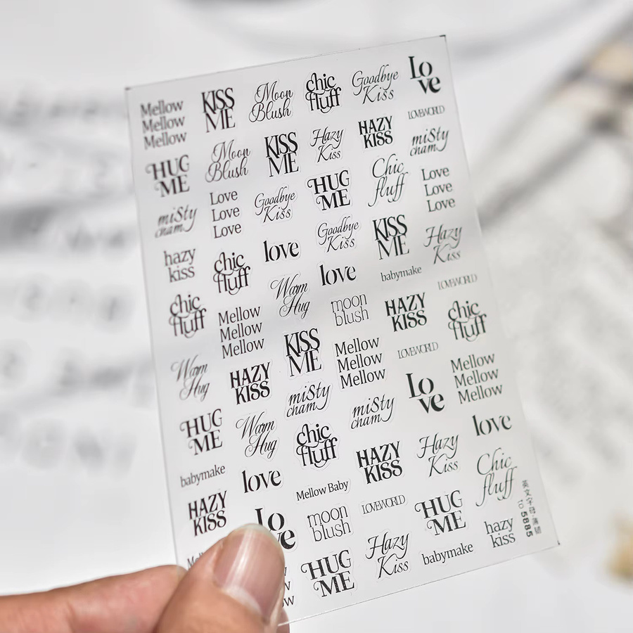 NAILFYOU Nagelsticker, Schwarz-Weiß, Kursive Schrift, Unisex - Bild 2