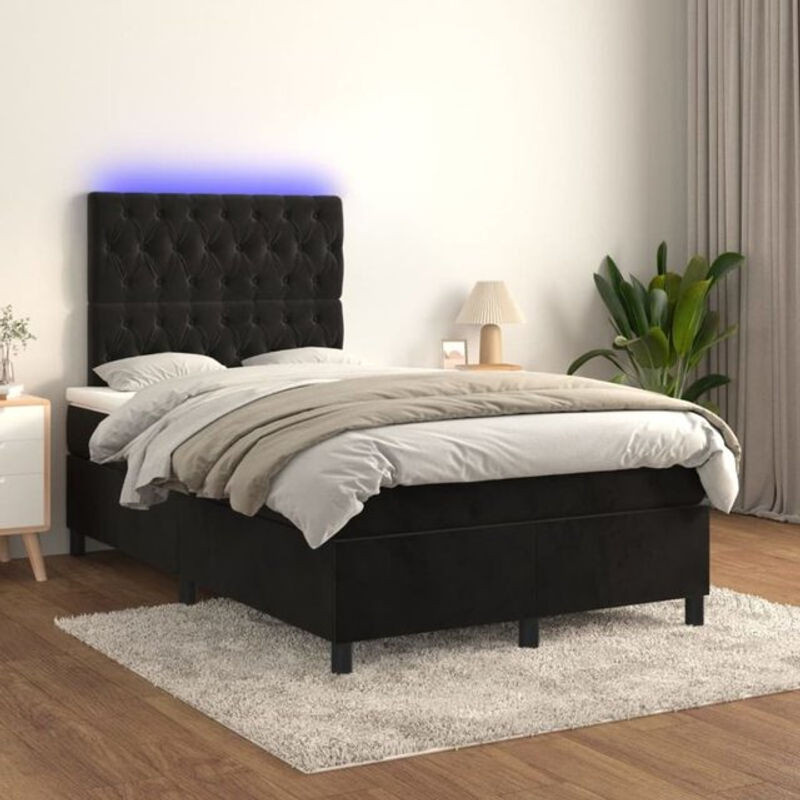 vidaxl Boxspringbett mit Matratze in Schwarz aus Samt, B/T/H: 120 x 200 x 118 cm - Bild 1