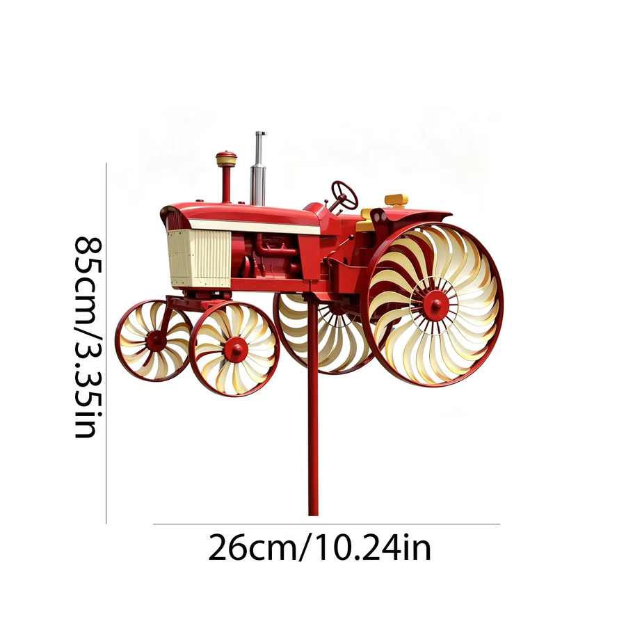 Dekoratives Metall-Windspiel von Shunmaii in Rot mit rotierenden Rädern als Windmühle für Garten, Terrasse und Hof - Bild 5