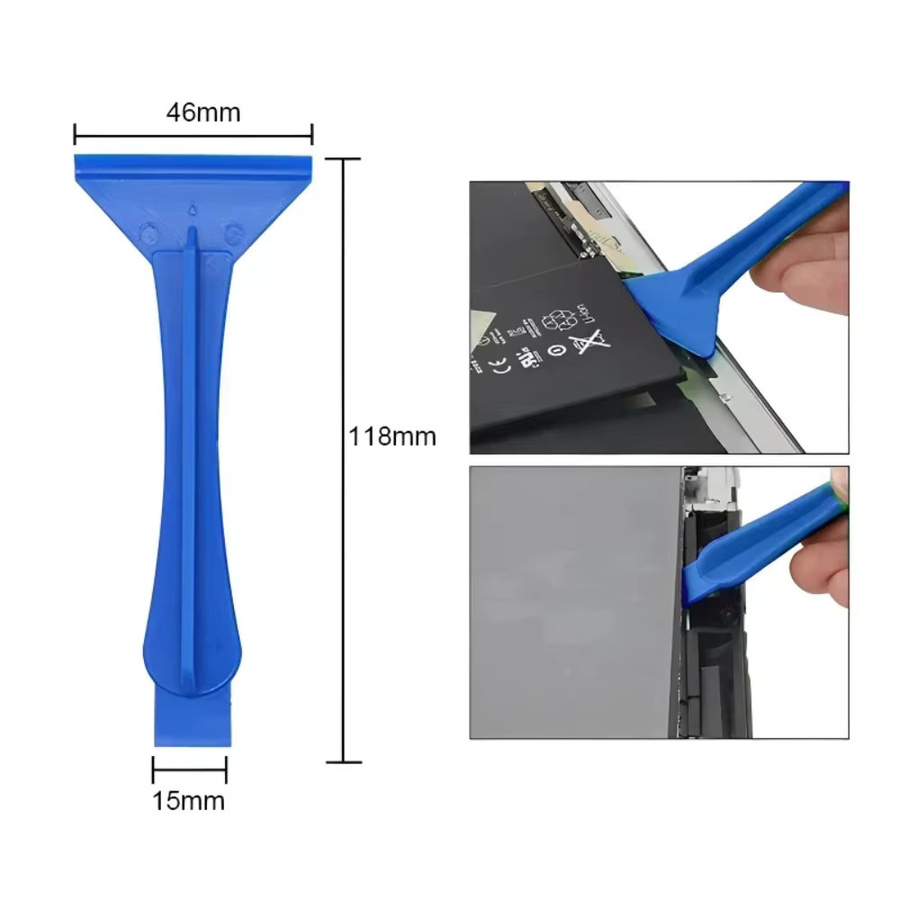 Dreieckiges Handy-Reparaturset aus Kunststoff in Blau mit Hebelwerkzeugen und Klinge zur iPhone-Reparatur - Bild 2