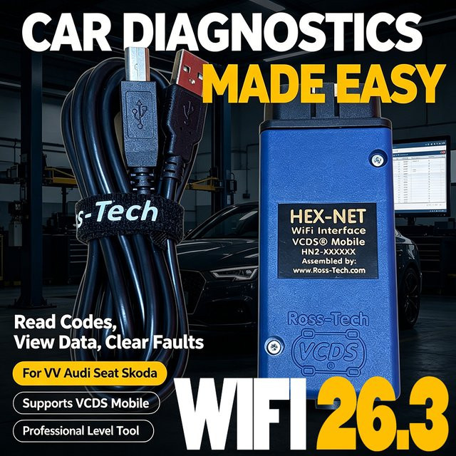 VCDS VAGCOM Interface HEX V2 mit WIFI für VW, Audi, Skoda und Seat – Blau – Update 26.3 - Bild 1