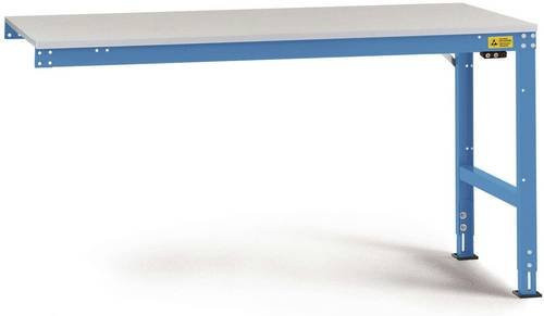 Manuflex LU6056.5012 ESD Universal Anbautisch mit Kunststoffplatte, Blau-Weiß, B/T/H: 150 x 80 x 76,6-87,6 cm - Bild 1