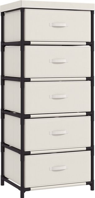HOMCOM Kommode mit 5 Stoffschubladen in Beige mit Stahlrahmen für Schlafzimmer, Wohnzimmer und Büro - Bild 1