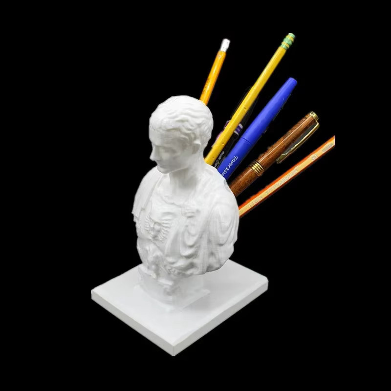 3D-gedruckter Julius Caesar Stiftehalter aus Kunststoff als Schreibtisch-Organizer und Bürodekoration in Weiß und Multicolour - Bild 3