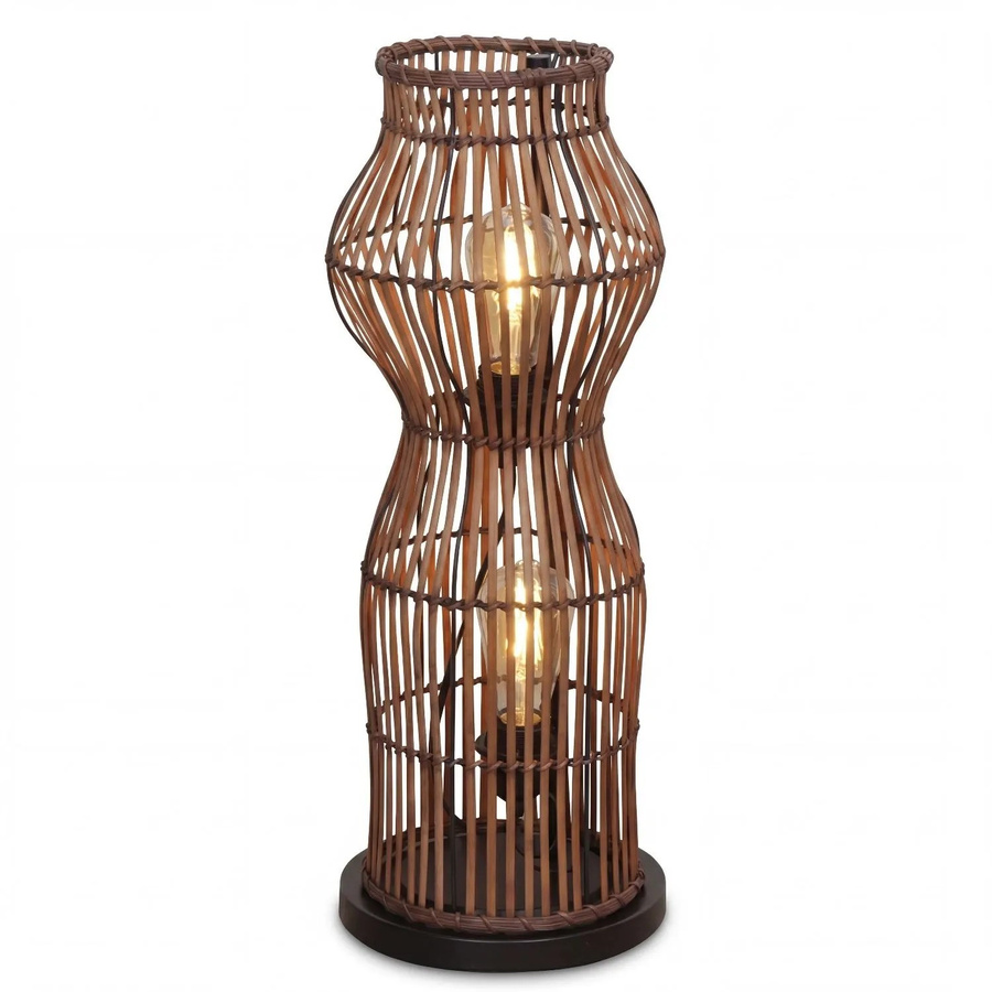 Licht-Erlebnisse Bodenleuchte aus Bambus in Braun im Boho-Design, Höhe: 60 cm, 2x E27 - Bild 2