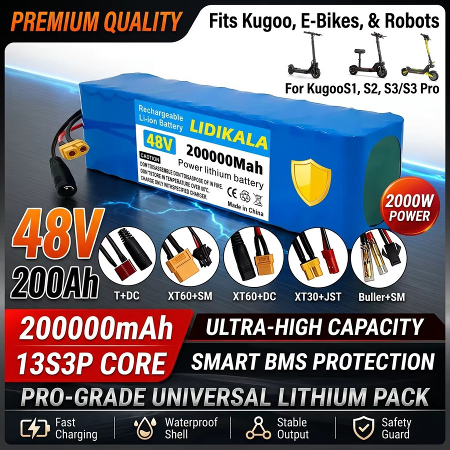 Ddadache Lithium-Akku für E-Scooter und Elektrofahrräder, 1000 W, 48 V, 13S3P, 100000 mAh, Blau, inklusive BMS und 54,6 V Ladegerät - Bild 5