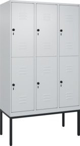 C+P Doppelstock-Spind Classic PLUS mit 3 Abteilen, Stahlkonstruktion, Lichtgrau, H x B x T: 212 x 120 x 50 cm - Bild 1