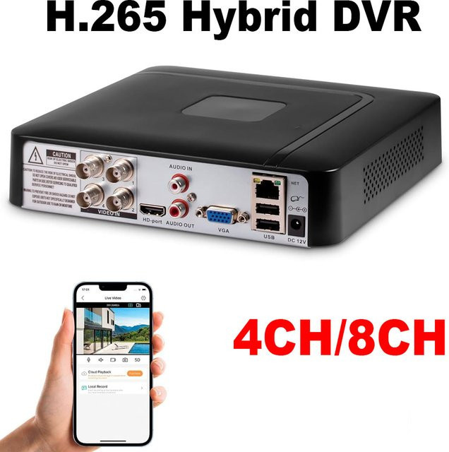 ACDML Mini-CCTV-DVR Überwachungsgerät mit 4 oder 8 Kanälen, 5MP H.265+, unterstützt AHD/TVI/IP-Kameras, Schwarz - Bild 1