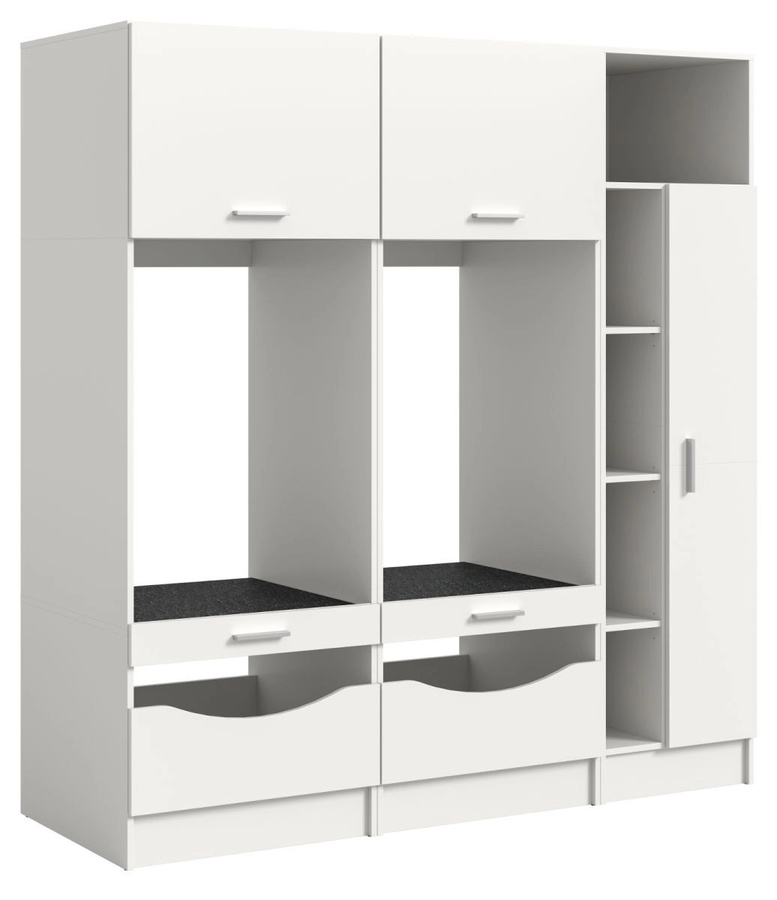Waschmaschinenumbau Set Flexy in Weiß mit Soft-Close-Türen und Regalen, B/H: 182 x 195 cm - Bild 3