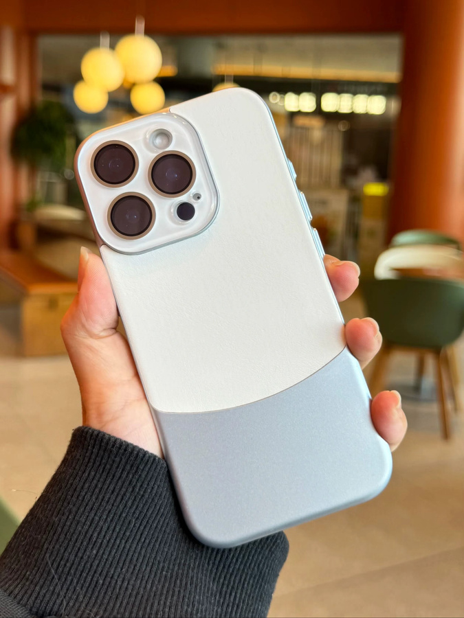 Luxuriöse iPhone Schutzhülle mit Kristall-Linsenschutz und Lederstruktur in Grau für iPhone 17 bis 11 Pro Max Plus - Bild 2