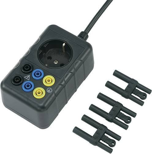 Voltcraft SMA-10 Messadapter Schutzkontakt-Stecker mit 4 mm Buchse und berührungssicherer Schutzkontakt-Kupplung in Schwarz - Bild 1