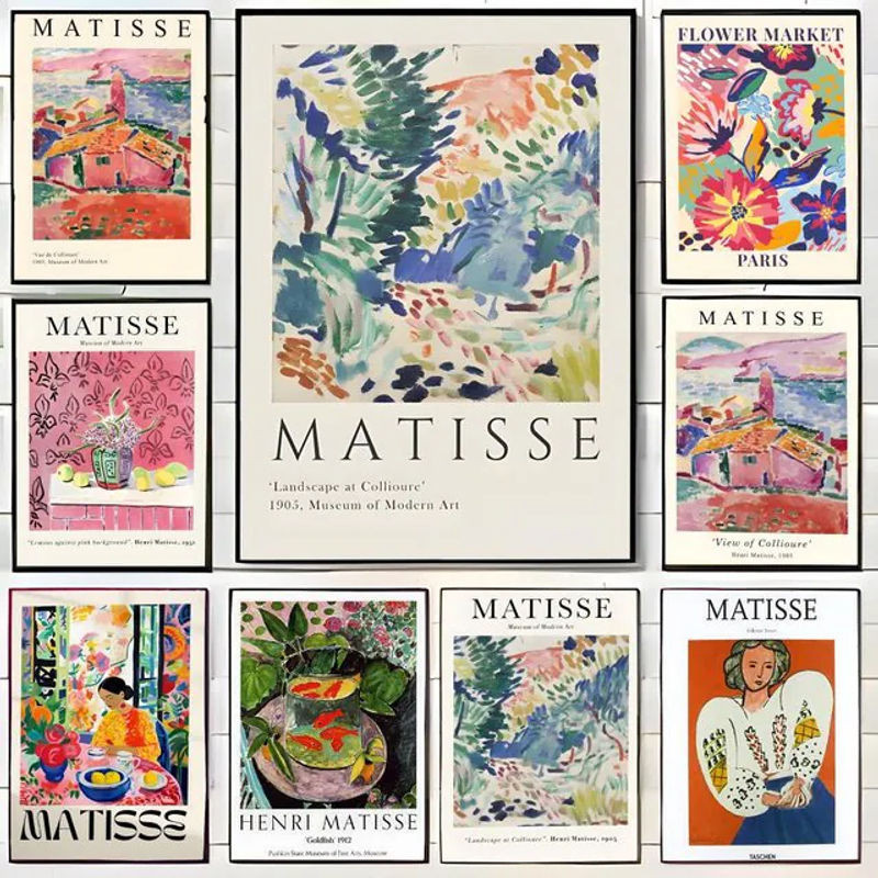 m-Matisse Abstraktes Ölgemälde-Poster in Schwarz und Mehrfarbig, Modernes Wandbild aus Papier, ungerahmt, Hochformat - Bild 1