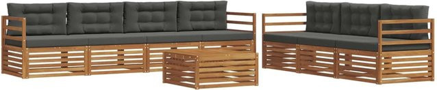 vidaXL Outdoor-Sofagarnitur 8-teilig aus Akazienholz mit Kissen in Anthrazit und Natur - Bild 1