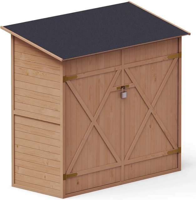 UPYARD Holz-Gartenhaus Tool Shed in Braun mit Pultdach und Boden als Anbauschuppen - Bild 1