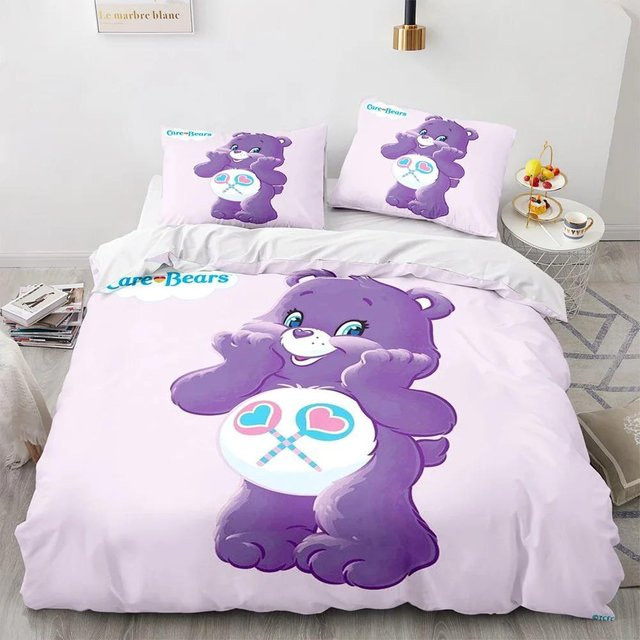 Gu Tao Care Bears Bettwäsche-Set mit Cartoon Anime Motiv, Farbe: Lila, B/H: 135 x 200 cm - Bild 1