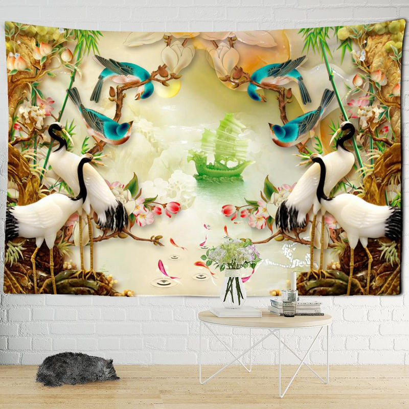 Super Six Kran Relief Wandteppich im Bohemian Stil, mehrfarbig, B/H: 95 x 70 cm - Bild 4