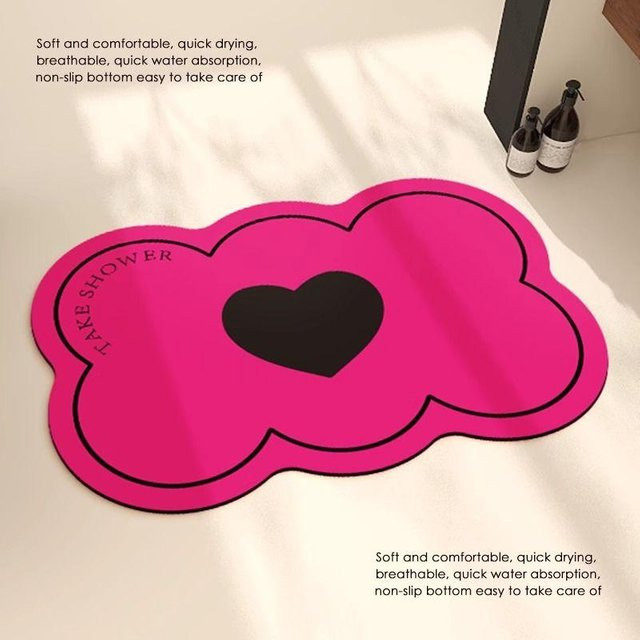 Rutschfeste Kieselgur Fußmatte für Badezimmer und WC in Pink, B/B: 40 x 60 cm - Bild 1